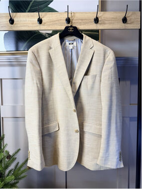 Joseph Abboud Men XL Cotton Linen Two Button Blazer Jacket